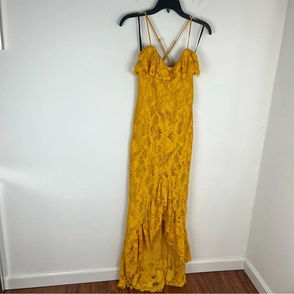 Majorelle Revolve Paisley Lace Maxi Dress in Gold Yellow Size XS - Picture 3 of 10
